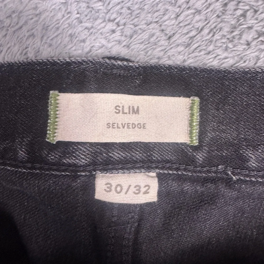 AE77 Selvedge Denim Jeans Mens 30x32 Classic Tapered Fit Charcoal Wash Everyday